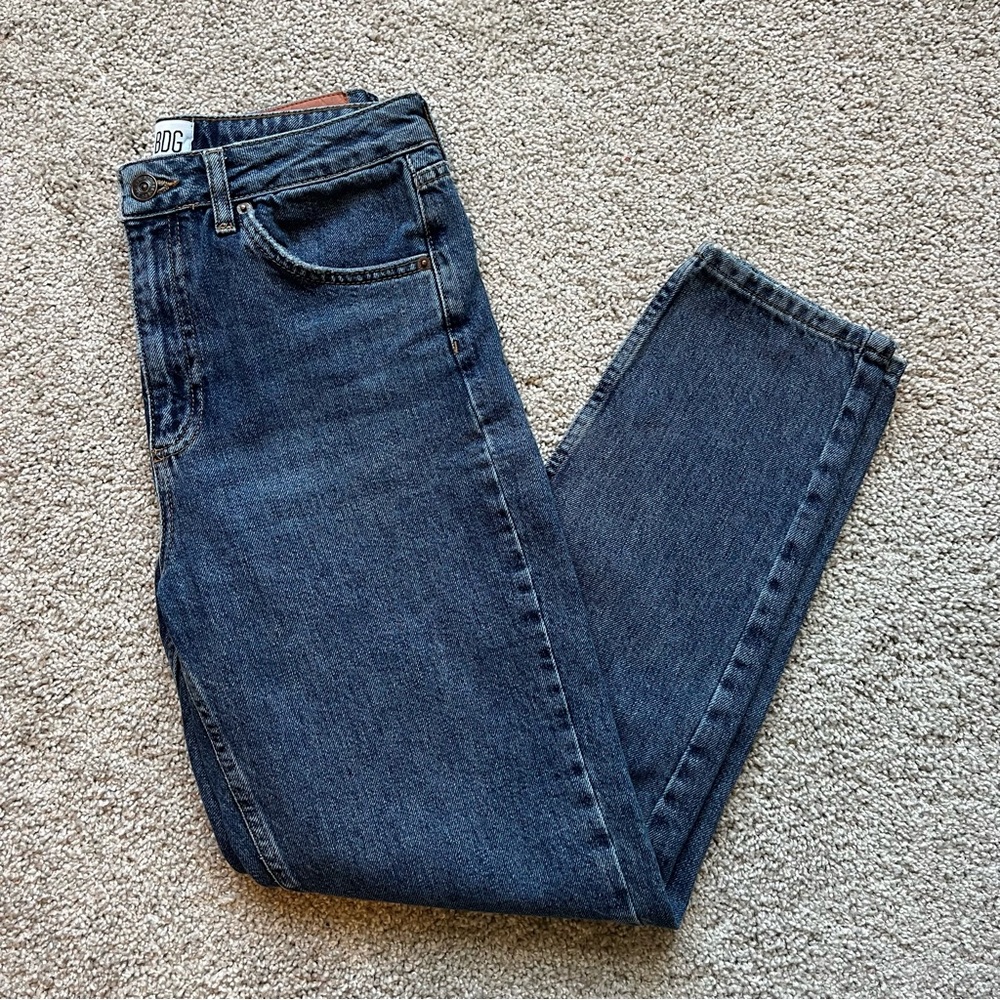 Dark wash blue denim jeans
